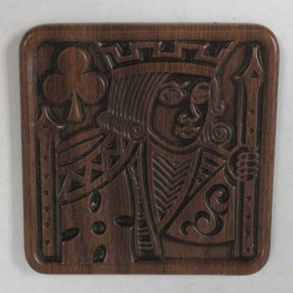 MANTINA 3M Set of 4 Playing Card Themed Coasters VINTAGE Ace Jack Queen King 60s - Picture 2 of 6